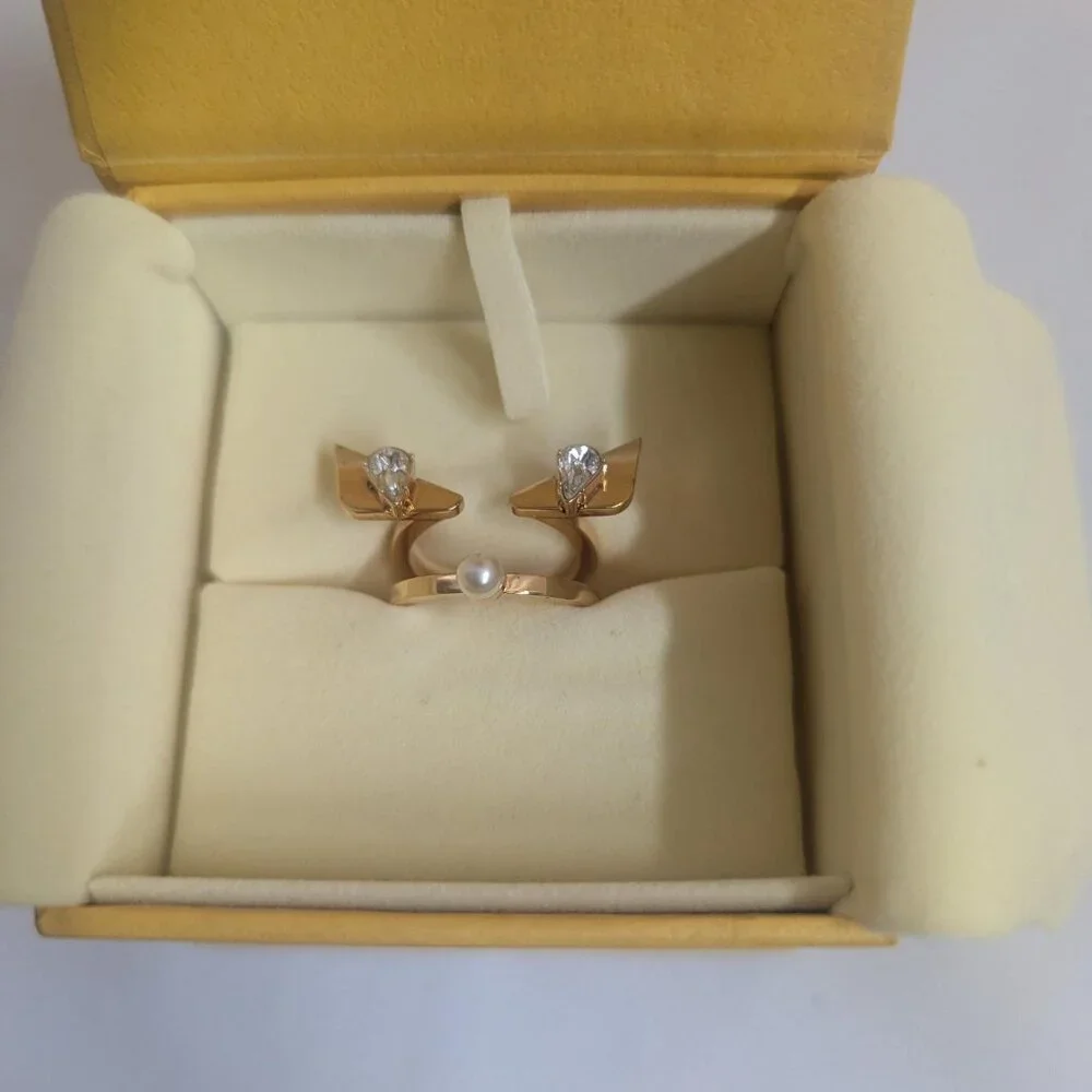 Fendi Monster Eyes Gold Ring Size 5.5 - Picture 1 of 7